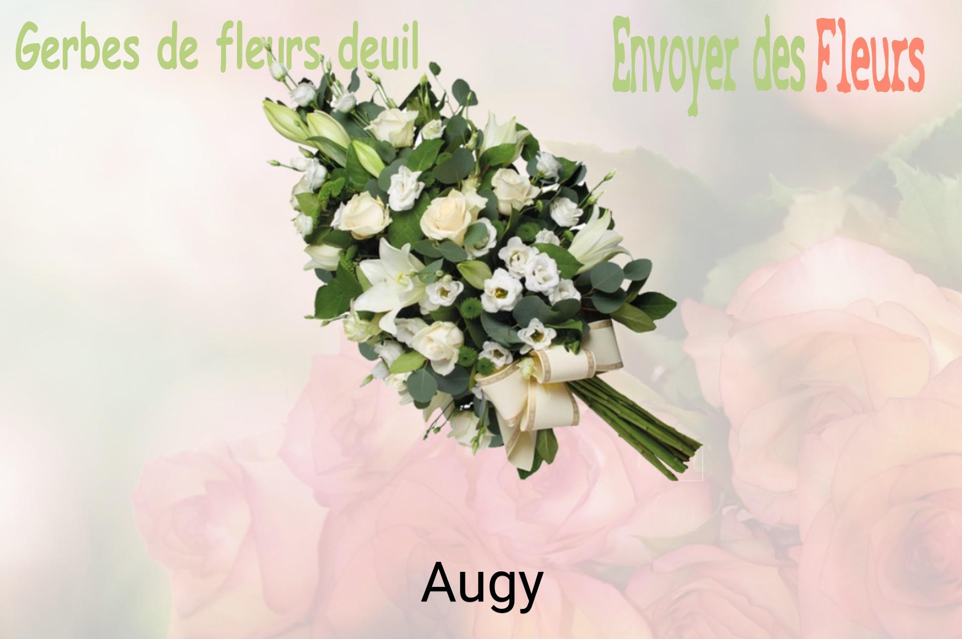 Gerbe de fleurs de deuil livrée à Augy